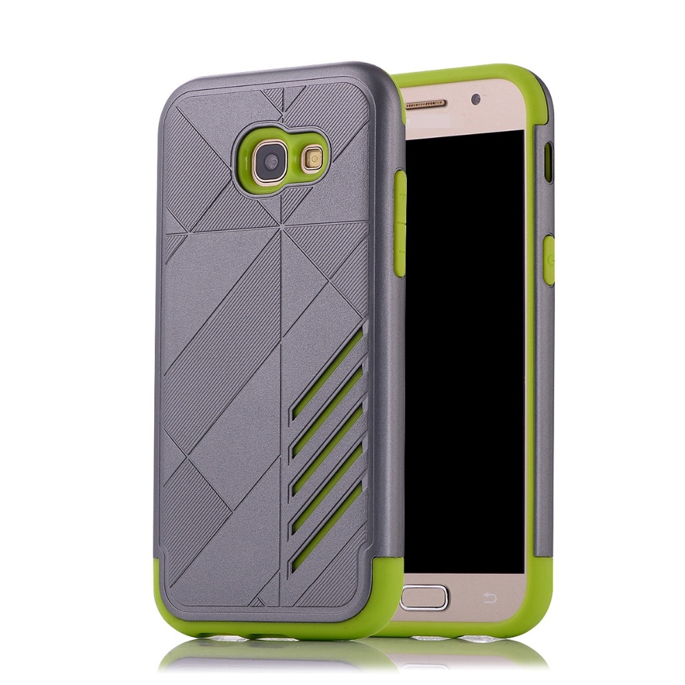 เคส Samsung Galaxy A7 2017 #เคสชุดหุ้มเกราะ Plastic+TPU Hybrid - สีเขียว/เทา #พร้อมส่ง