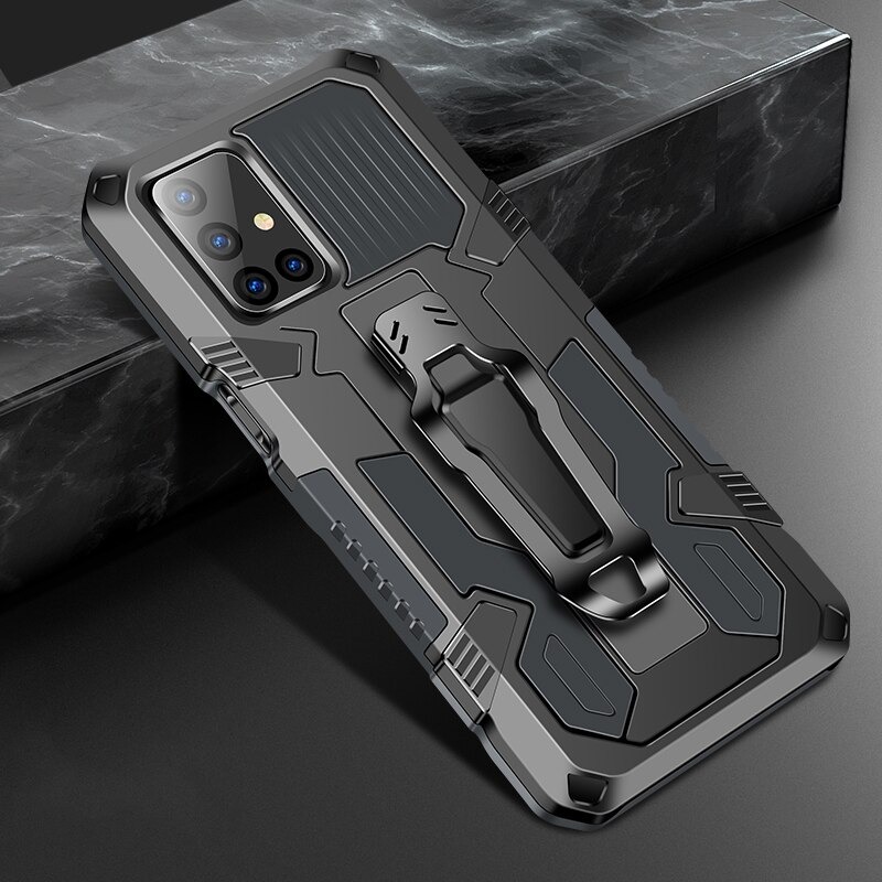 Case Samsung Galaxy A71 #เคสฝาหลังกันกระแทกมีคลิบหนีบ ไฮบริด พลาสติก+TPU Heavy Duty Rugged Hybrid