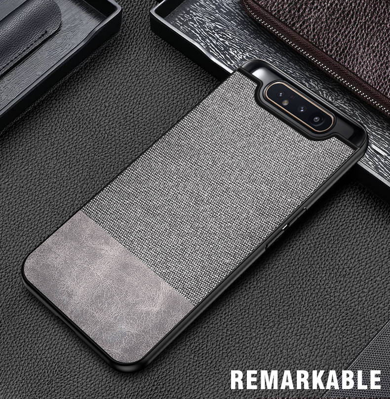 Case Samsung Galaxy A80 #เคสฝาหลังรูปแบบ Cloth Texture PU Leather + TPU