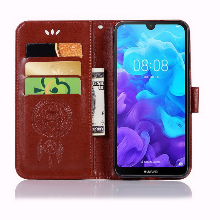 Case Huawei Y7a #เคสฝาพับแบบกระเป๋าสตางค์ฝาพับหนัง PU ลายนกฮูก Imprint Owl Dream Catcher PU Leather