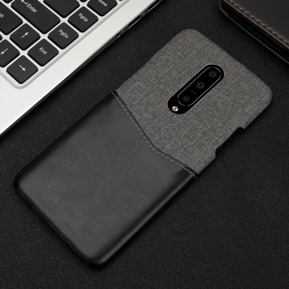 Case OnePlus 7 Pro #เคสฝาหลังออกแบบสีทูโทนผิวผ้ากับหนัง PU พร้อมช่องใส่การ์ด