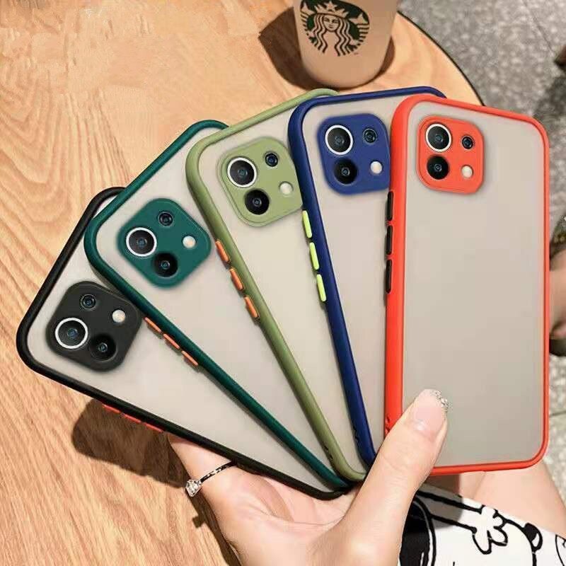 เคส Xiaomi Mi 11 #เคสฝาหลังขอบซิลิโคนิ่ม Fashion Color Liquid Frame Anti-fall Phone Case