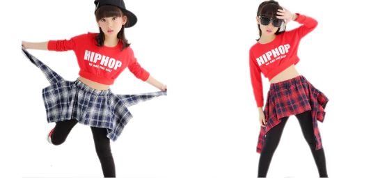 ชุดเต้นเด็กหญิงสุดเท่ห์ สไตล์ HipHop ลายสก๊อต