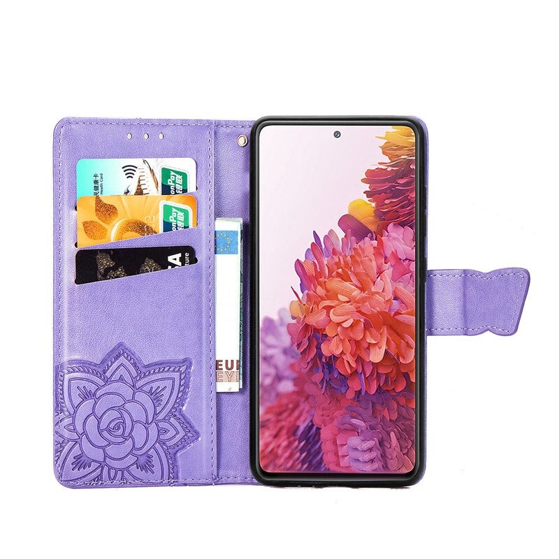 Case Samsung Galaxy S20 FE / S20 FE 5G #เคสฝาพับ Imprint ลายผีเสื้อดอกไม้