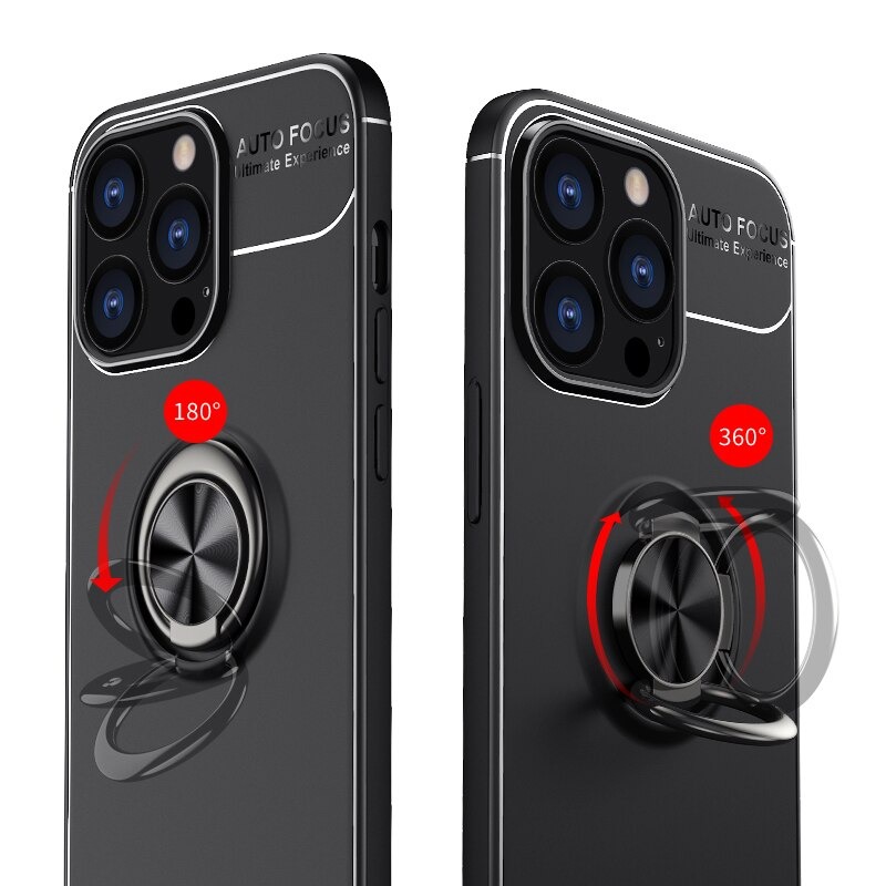 Case iPhone 13 Pro #เคสฝาหลัง TPU Finger Ring Kickstand (แผ่นโลหะแบบ Built-in)
