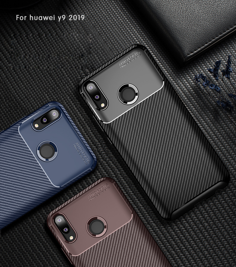 Case Huawei Y9 (2019) #เคสฝาหลังนิ่ม Carbon Fiber Anti-drop TPU Protection