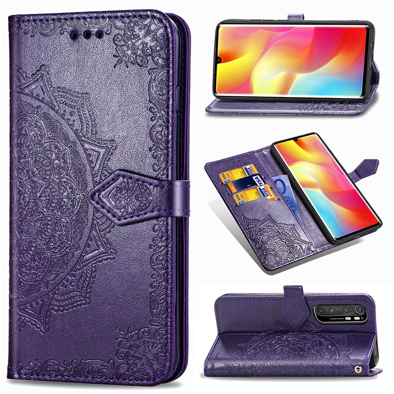 Case Xiaomi Mi Note 10 Lite #เคสฝาพับหนัง PU ผิวลายนูน Embossed Mandala Flower Leather Wallet