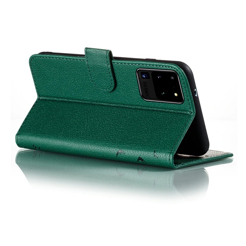 เคส Samsung Galaxy S20 Ultra / S20 Ultra 5G #เคสฝาพับแบบกระเป๋าสตางค์หนัง PU พิมพ์ลายขนนก