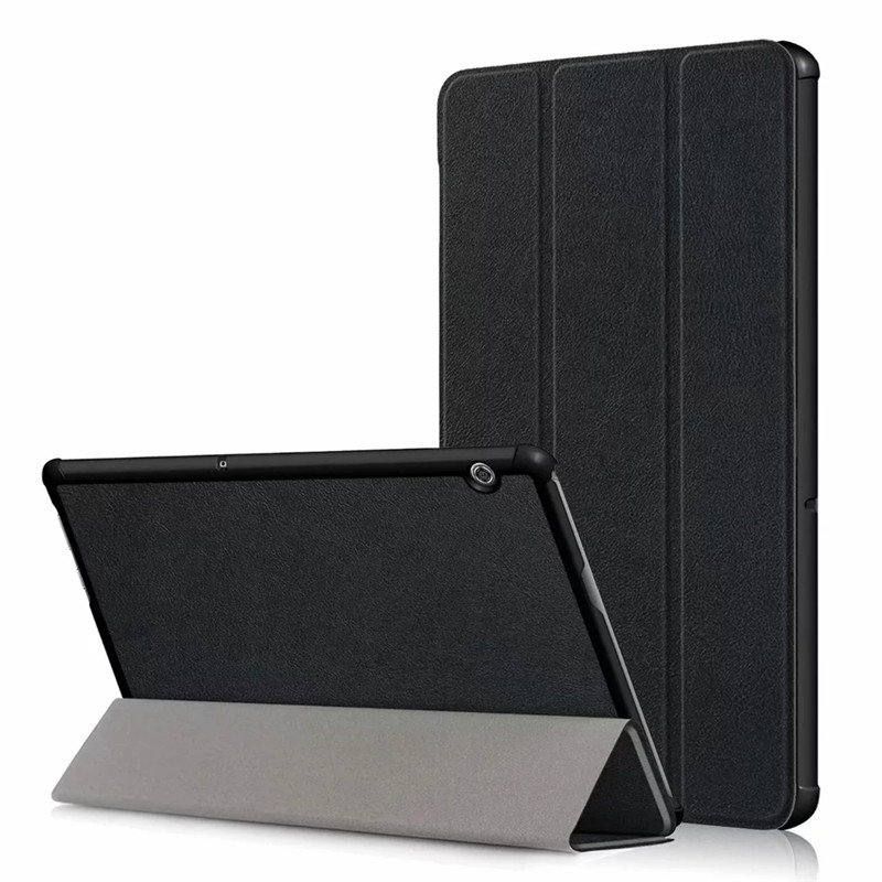เคส Huawei Mediapad T5 10 #เคสฝาพับหนัง PU ปกแบบ 3 พับ PU Leather Tri-fold Stand Tablet Flip Protective Casing