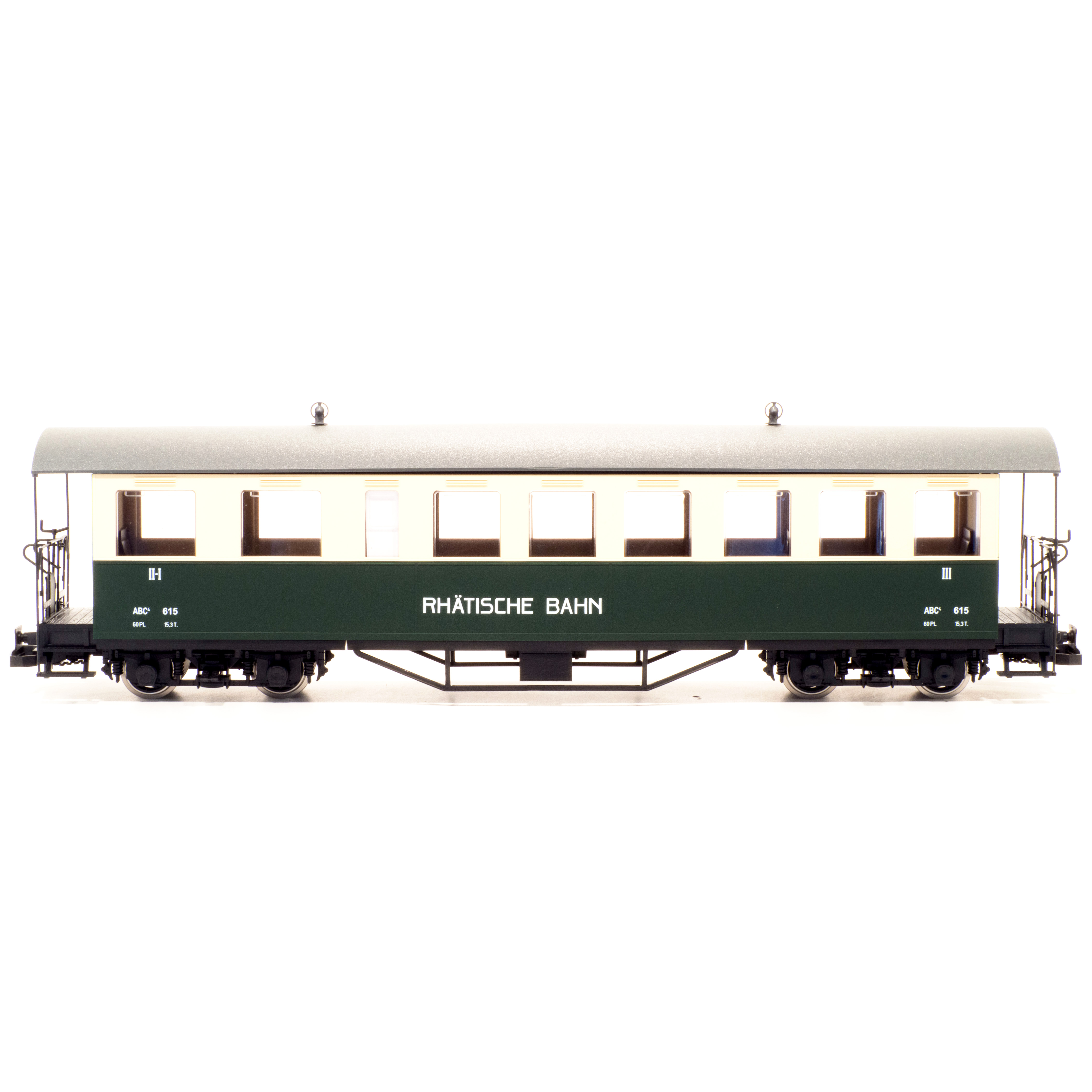 Train Line 45 RhB passenger car ABC 617 green/beige - G Scale