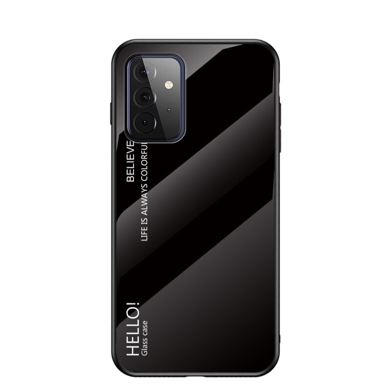 เคส Samsung Galaxy A72 / A72 5G #เคสฝาหลัง Gradient Color Glass + PC + TPU Hybrid Case