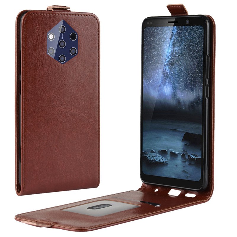 เคส Nokia 9 PureView #เคสฝาพับแนวตั้งหนัง PU ผิวหนังม้า Crazy Horse Skin Leather