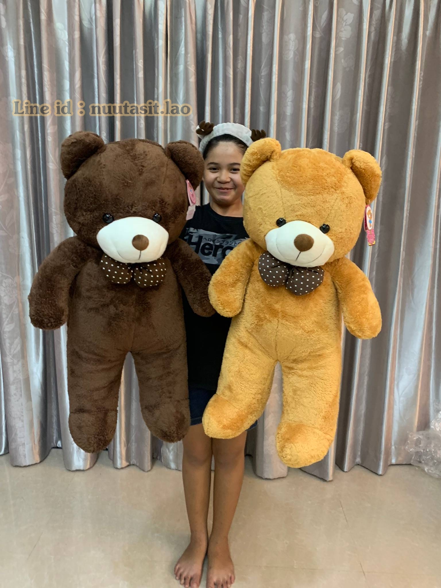 ตุ๊กตาหมีโบว์จุด ตัวใหญ่