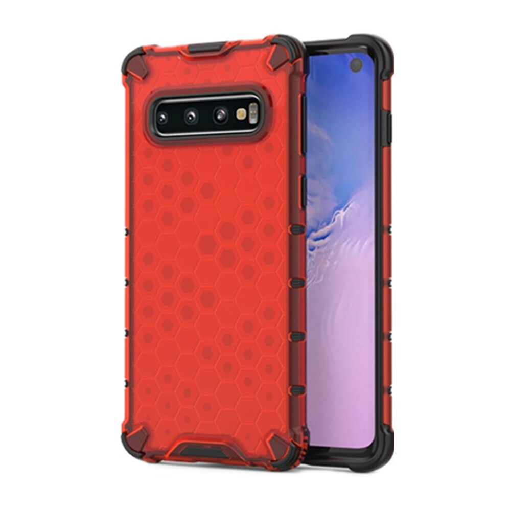 Case Samsung Galaxy S10+#เคสฝาหลังกันกระแทก Honeycomb Shock Absorber TPU + PC + Silicone Hybrid