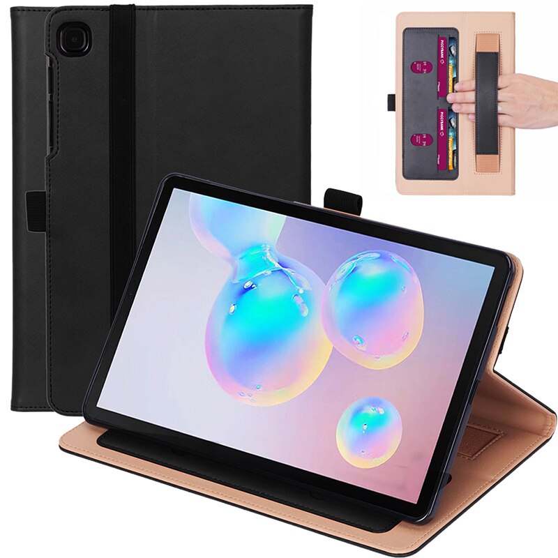 เคส Samsung Galaxy Tab S6 Lite 10.4 SM-P610 P615 P617 #เคสฝาพับหนัง PU มีที่สวมนิ้ว Card Holder Stand PU Leather Smart Case