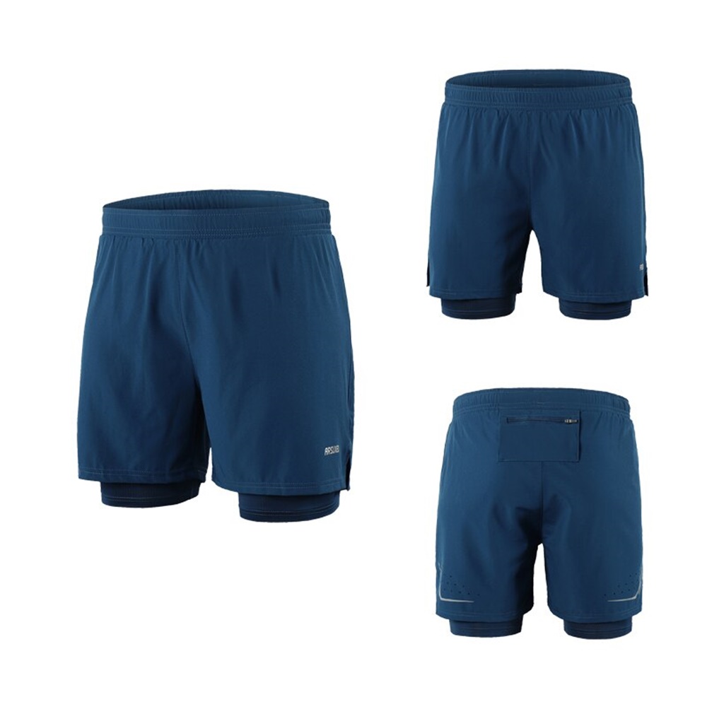 กางเกงวิ่งมาราธอน 2-in-1 มีซิปกระเป๋าหลัง มีช่องเก็บผ้าเช็ดเหงื่อได้ ARSUXEO รุ่น B192(F6)