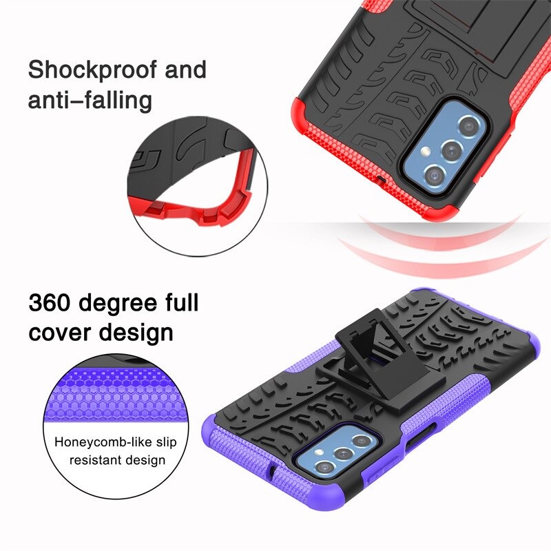 เคส Samsung Galaxy M52 5G #เคสฝาหลังกันลื่น Cool Tyre Pattern Kickstand (PC + TPU)