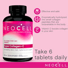(Pro Order) นีโอเซลล์ คอลลาเจนชนิด 1&3 + วิตามินซี Neocell Super Collagen + C Type 1 & 3, 6000mg 120 Tablets บำรุงผิว ผม เล็บ และกระดูก