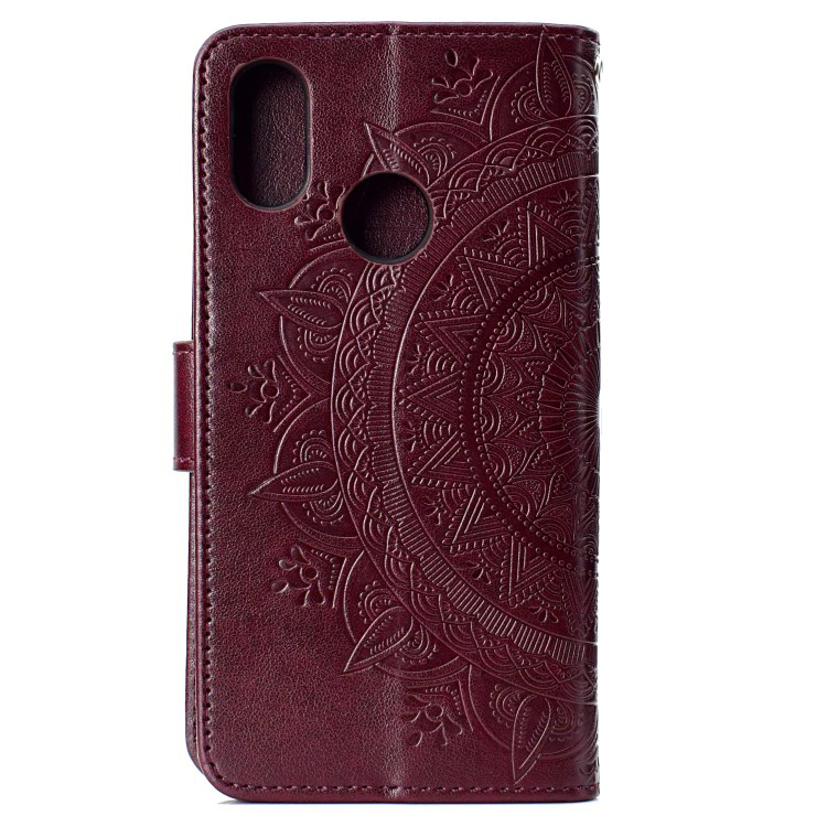 เคส Xiaomi Mi 8 (6.21-inch) #เคสฝาพับหนัง PU ปั้มลาย Imprint Mandala Flower