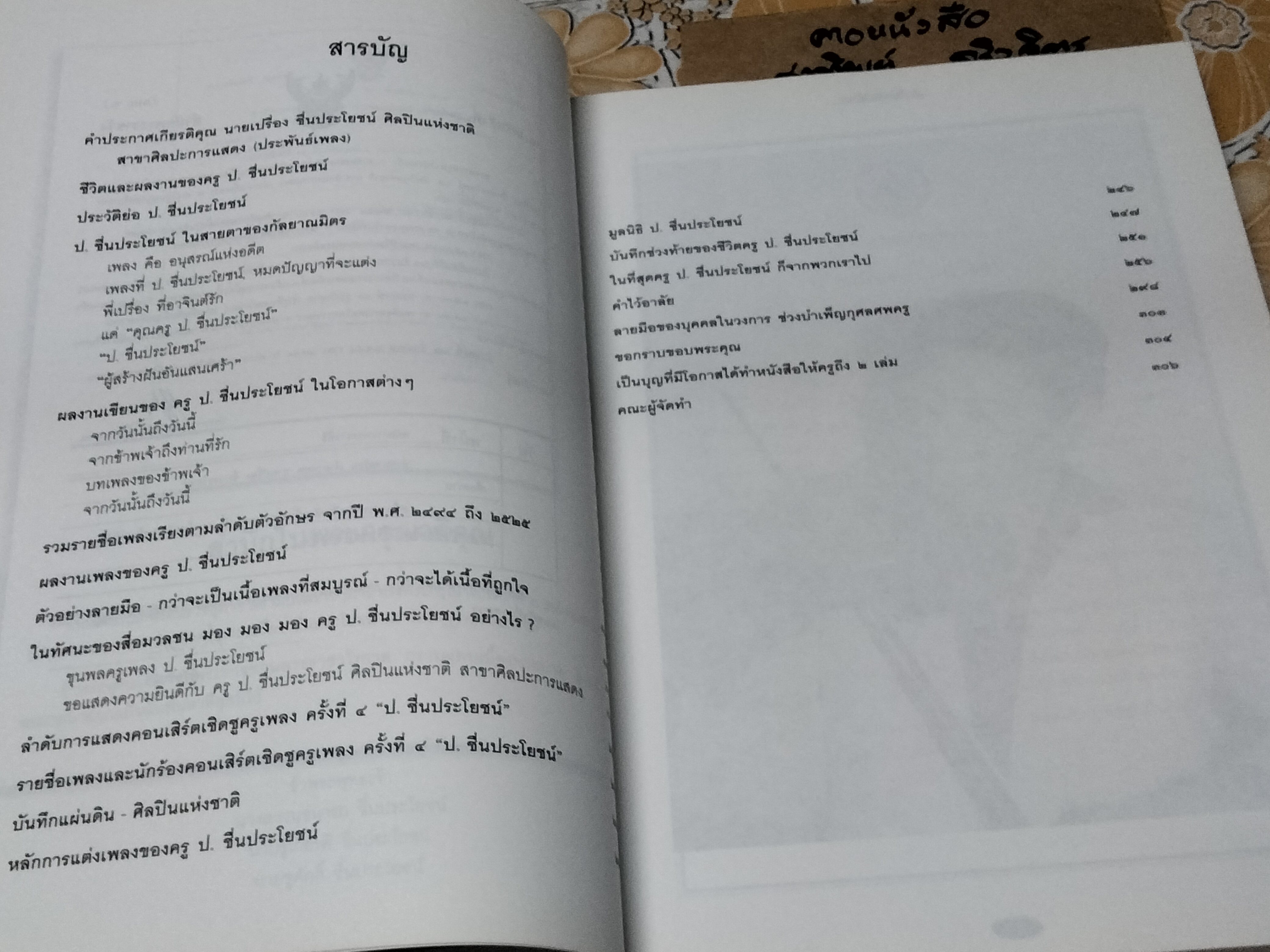 อนุสรณ์งานพระราชทานเพลิงศพ นายเปรื่อง ชื่นประโยชน์ (ป. ชื่นประโยชน์) ศิลปินแห่งชาติ สาขาศิลปะการแสดง ( ประพันธ์เพลง ) ปี พ.ศ.2544