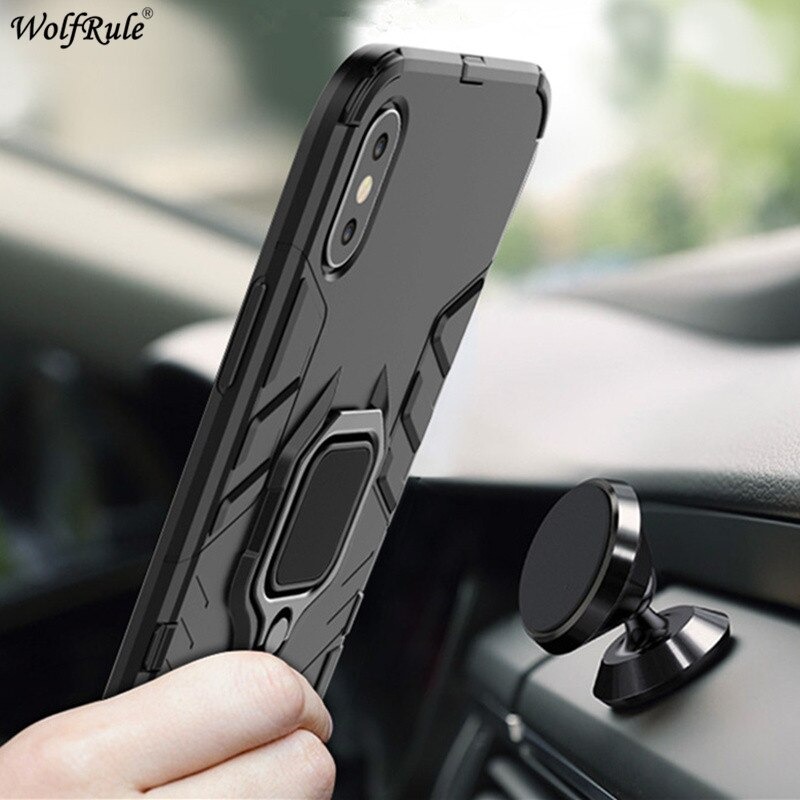 Case OPPO A92 #เคสฝาหลังพลาสติกแข็ง +TPU Hybrid Case มีแหวนสวมนิ้วโลหะ