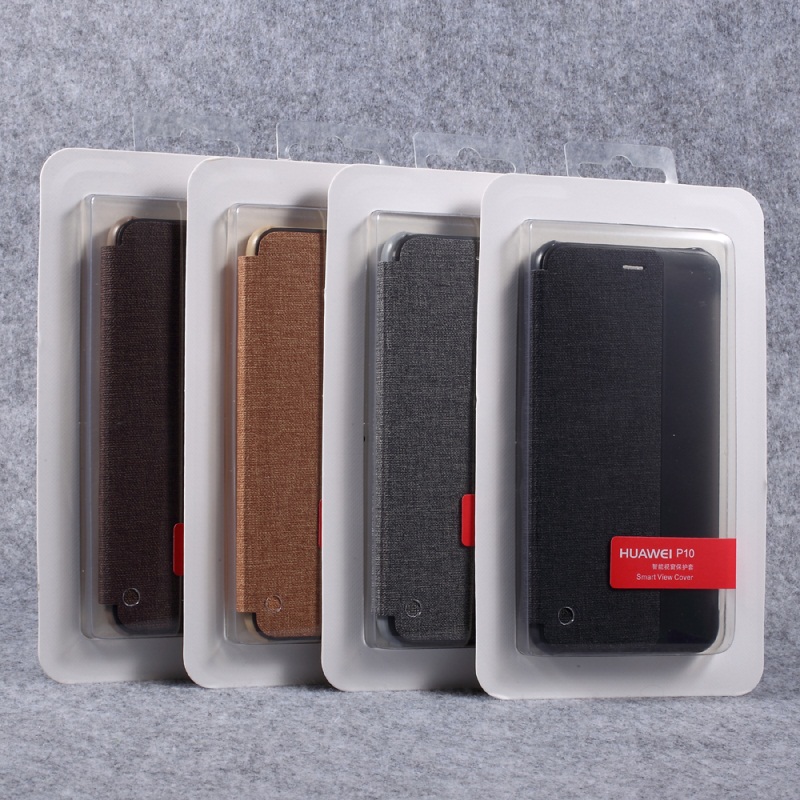 Case Huawei P10 เคสฝาพับมีช่องวิวด้านข้าง หนัง PU ลายผ้า