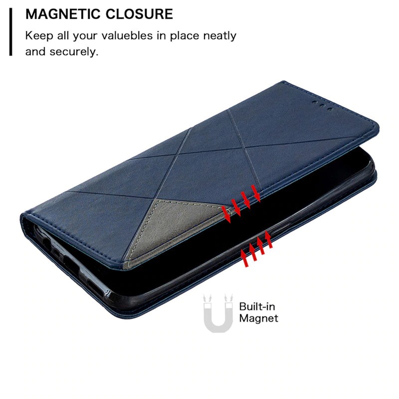 Case OPPO A9 (2020) / A5 (2020) #เคสฝาพับหนัง PU มีช่องเสียบ ID บัตรอื่นๆในตัว Geometric Pattern Leather Card Holder Protective