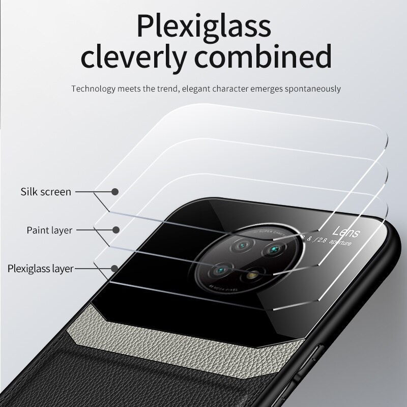 เคส Redmi Note 9T 5G #เคสฝาหลังไฮบริด PU +TPU + glass สีทูโทน Shockproof Leather Mirror Glass Silicone Phone Back Cover