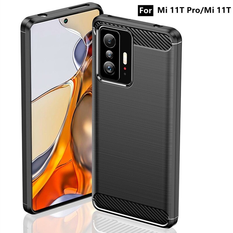 เคส Xiaomi 11T / 11T Pro#เคสฝาหลังตกแต่งคาร์บอนไฟเบอร์ ผิวขัดแปรง Brushered TPU Back Case