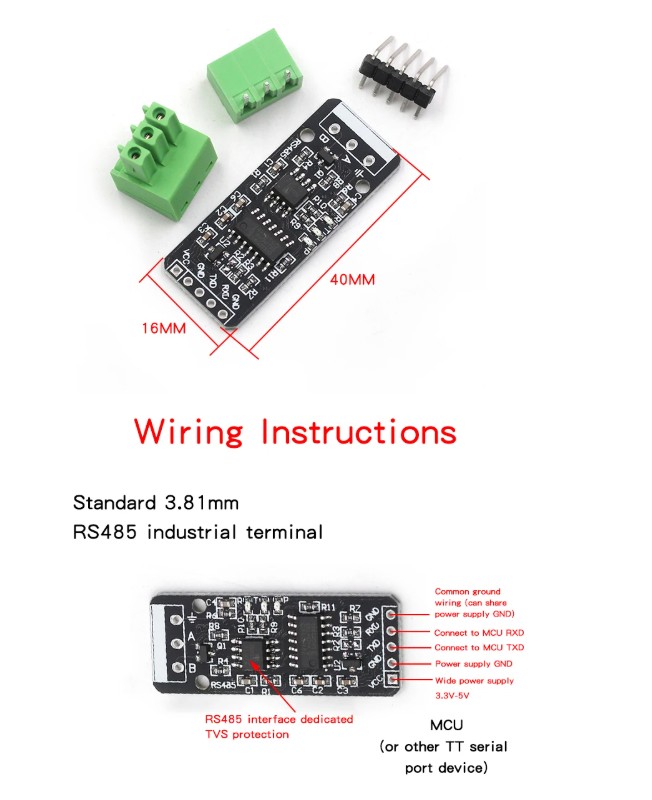 RS485 to TTL communication module แปลงสัญญาณ rs485 เป็น ttl