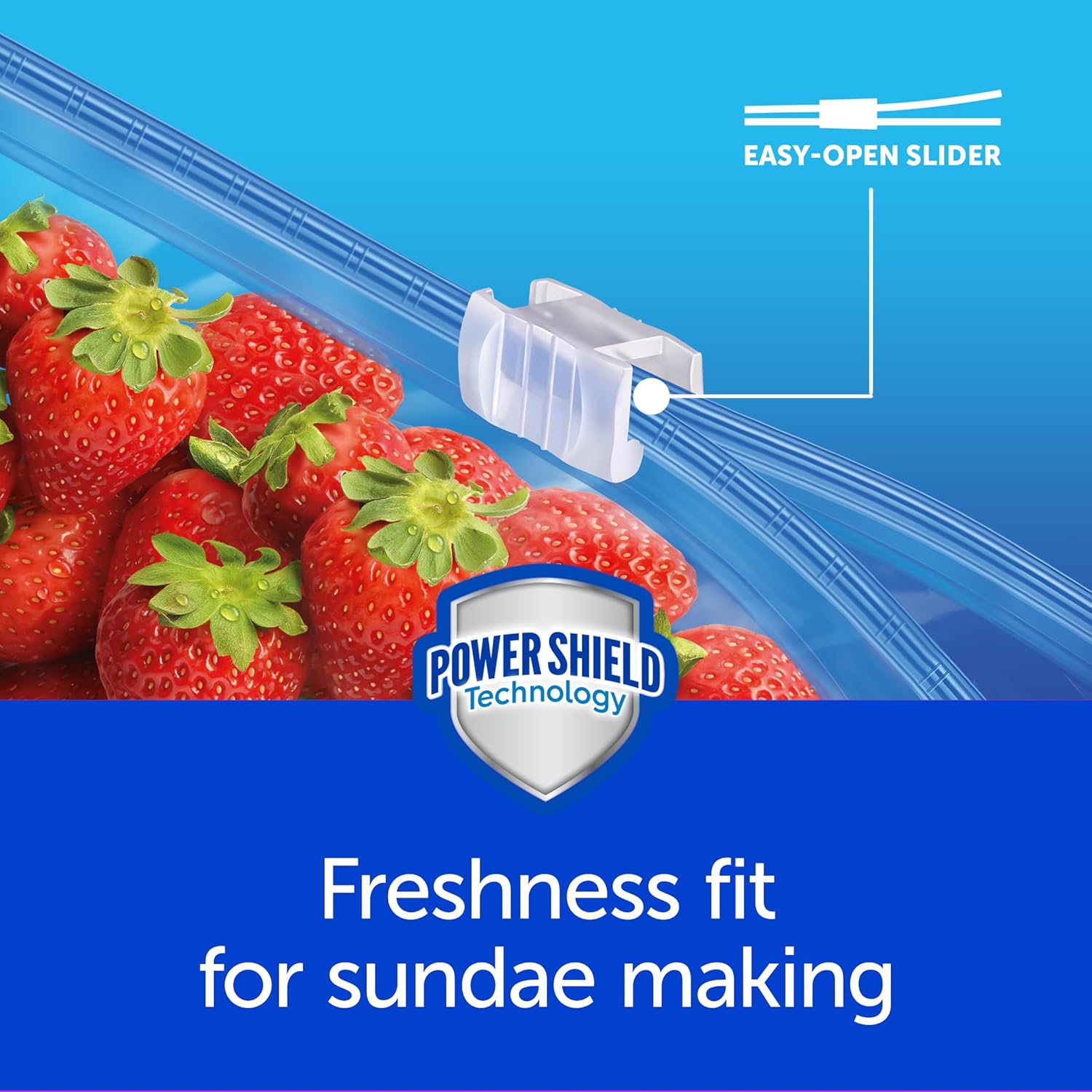 Ziploc® Freezer Quart Slider 34,75 Bags Power Shield Technology ถุงเก็บอาหาร ถุงอเนกประสงค์