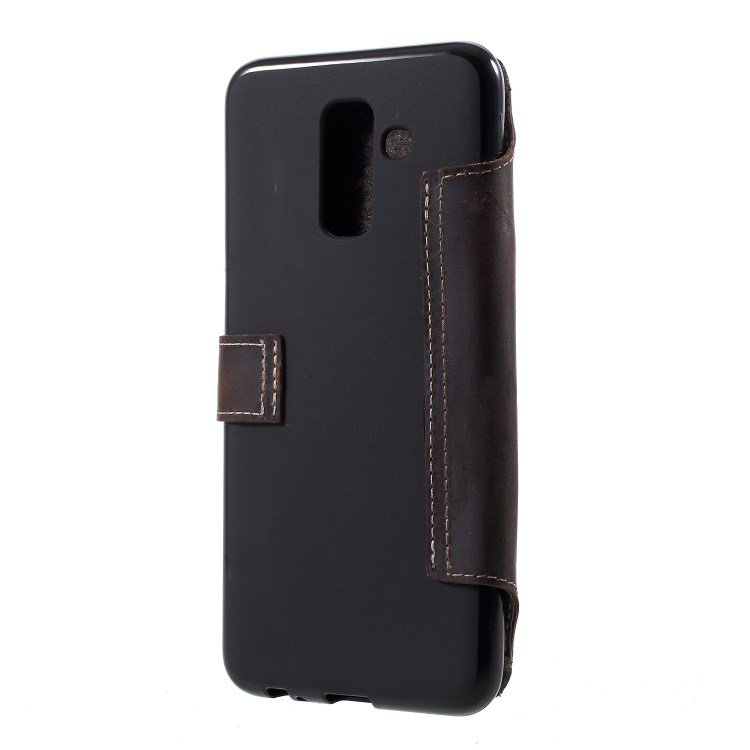 Case Samsung Galaxy A6+ (2018) #เคสฝาพับแบบกระเป๋าสตางค์หนังแท้