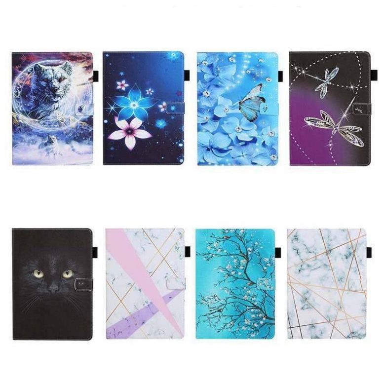 Case Samsung Galaxy Tab S7 SM-T870 SM-T875 #เคสฝาพับมีช่องเก็บบัตรพิมพ์ลายสวยๆ Pattern Printing Magnetic Leather