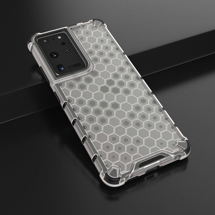 เคส Samsung Galaxy S21 Ultra #เคสฝาหลังกันกระแทก Honeycomb Shock Absorber TPU + PC + Silicone Hybrid