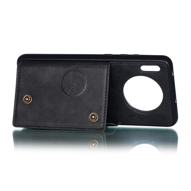 Case Huawei Mate 30 Pro #เคสฝาหลัง TPU เคลือบหนัง PU มีที่เก็บบัตร PU Leather Coated TPU Card Holder Magnetic Kickstand