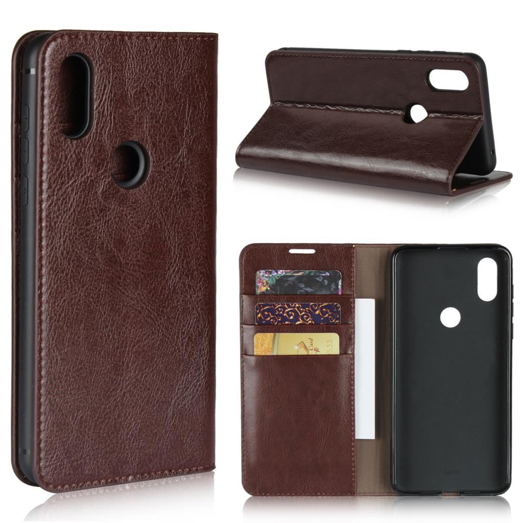 Case Xiaomi Mi Max 3 #เคสฝาพับหนังแท้แบบกระเป๋าสตางค์คุณภาพดี Crazy Horse Genuine Leather Cover