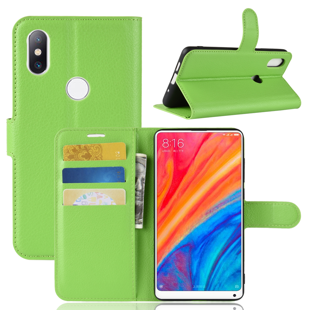เคส Xiaomi Mi Mix 2s #เคสฝาพับสไตล์กระเป๋าสตางค์หนัง PU ผิวลิ้นจี่สีสันสวยงามทันสมัย