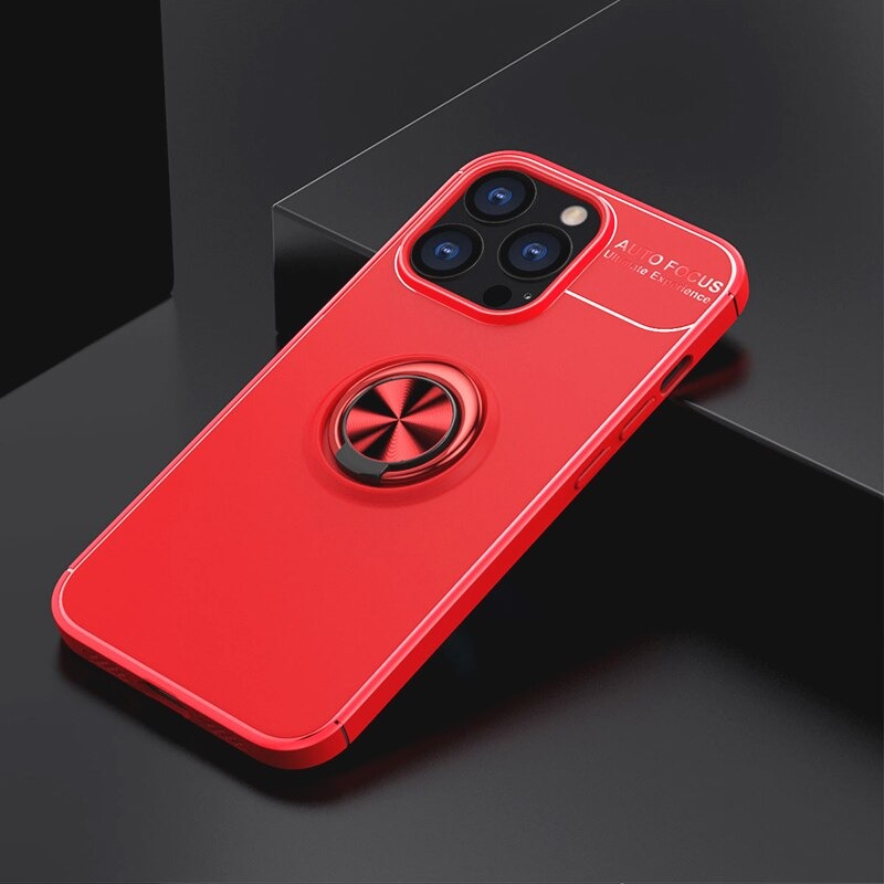 Case iPhone 13 Pro #เคสฝาหลัง TPU Finger Ring Kickstand (แผ่นโลหะแบบ Built-in)