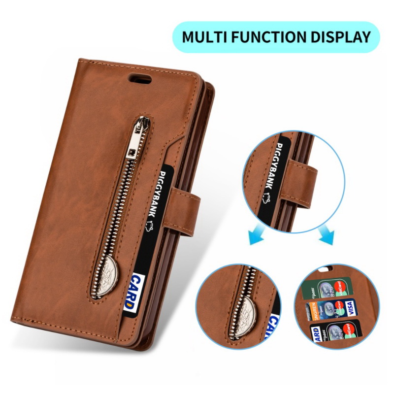 Case Samsung Galaxy A53 5G #เคสฝาพับแบบกระเป๋าสตางค์ช่องใส่บัตรหลายช่อง Multi-slot Wallet Zippered Leather พร้อมสายคล้อง