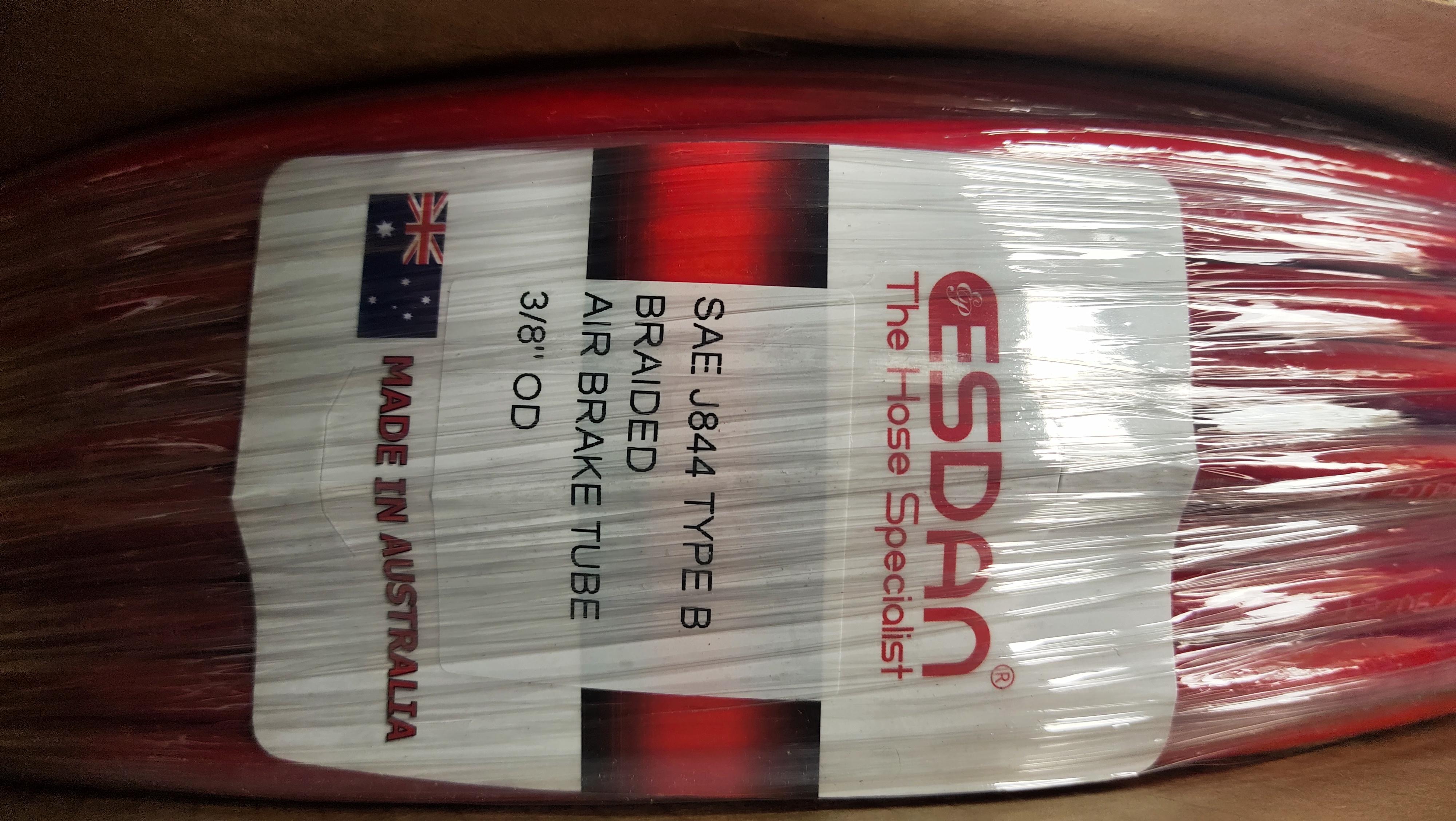 ท่อลมไนล่อน ESDEN airbrake 3/8 2ชั้น มีด้ายถัก สีแดง