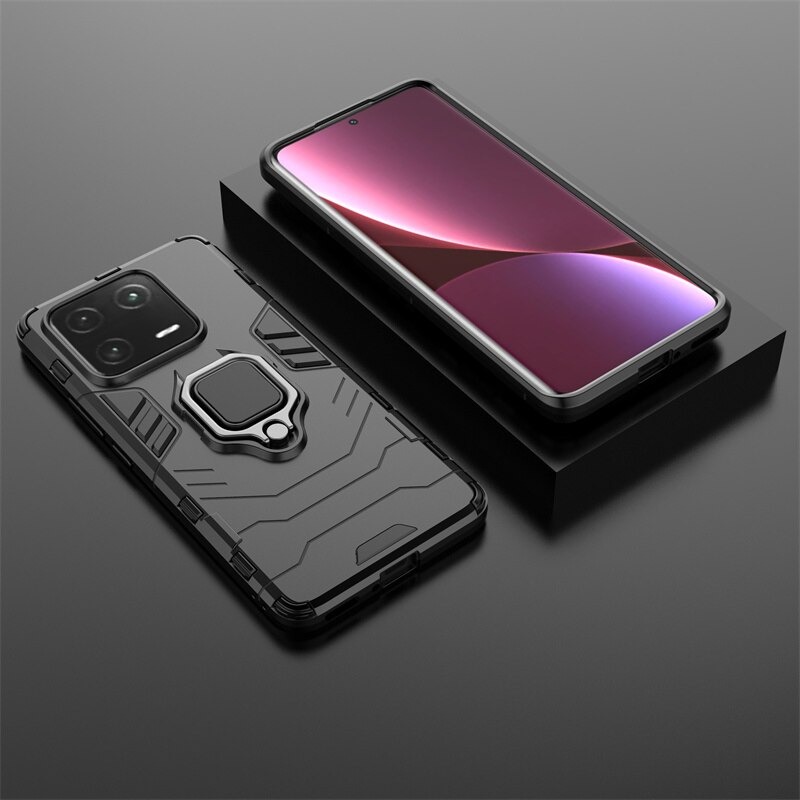 เคส Xiaomi 13 Pro#เคสฝาหลังพลาสติกแข็ง +TPU Hybrid Case มีแหวนสวมนิ้วโลหะ