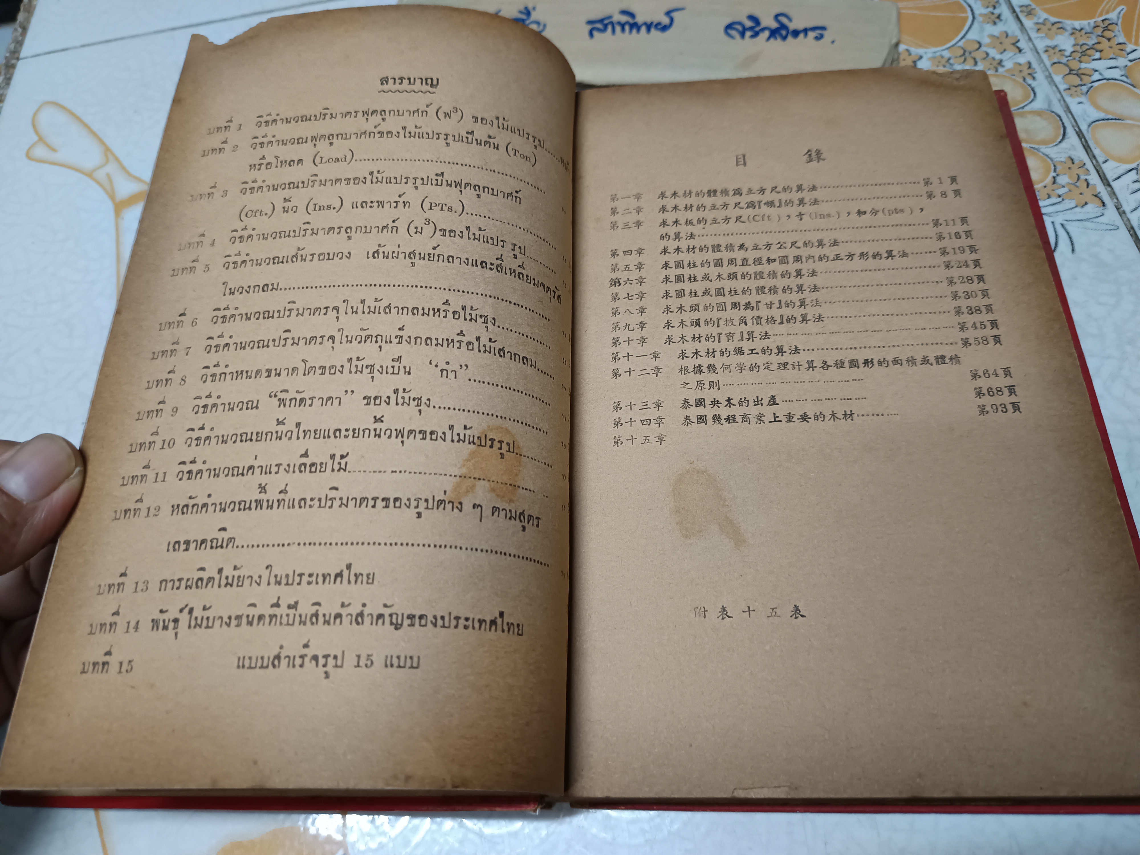 คู่มือคำนวณหน้าไม้ และ การผลิตไม้ยางในประเทศไทย ผลงานของ เฉลียว เอี่ยมตระกูล (บริษัท วนแสงไทย จำกัด) พิมพ์ครั้งที่ 7/2498