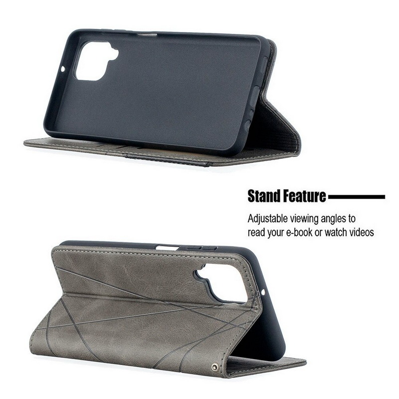 เคส Samsung Galaxy A42 5G #เคสฝาพับหนัง PU มีช่องเสียบ ID บัตรอื่นๆในตัว Geometric Pattern Leather Card Holder Protective