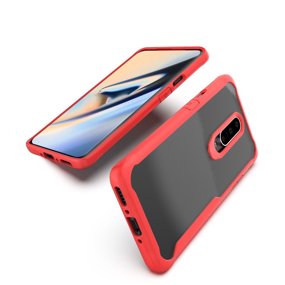 Case OnePlus 7 Pro #เคสฝาหลังใสขอบสีทึบ Shock Absorption PC + TPU Hybrid Mobile Phone Cover