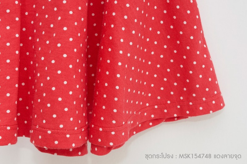 ชุดกระโปรงเด็กหญิง สีแดงจุดขาว