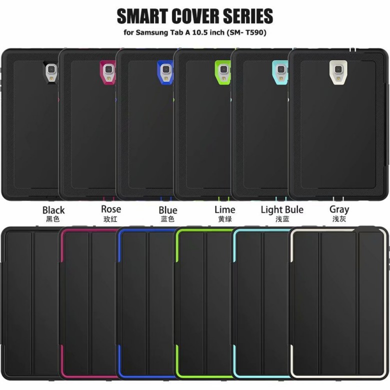 Case Samsung Galaxy Tab A 10.5 (2018) T590 T595 #เคสฝาพับสมาร์ทแบบ 3 พับ Tri-fold Stand Leather Smart Protection