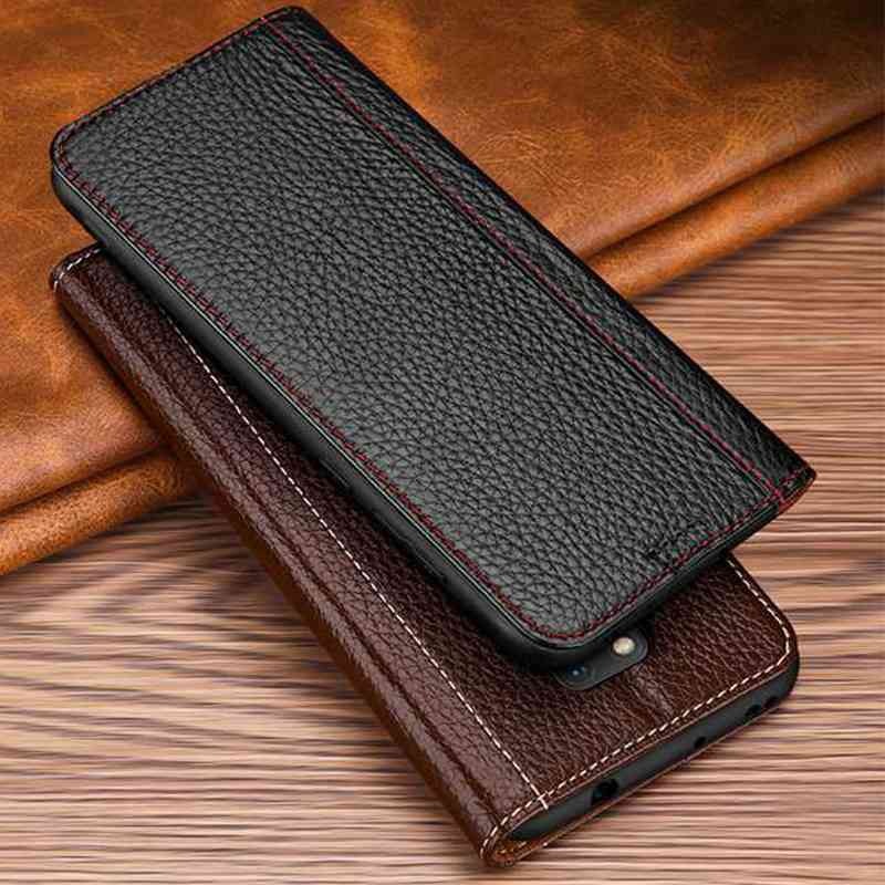เคส Huawei Mate 20 X#เคสแบบฝาพับมีช่องใส่บัตรคุณภาพดี Genuine Leather Cover Soft Natural Leather Case Automatic Adsorption