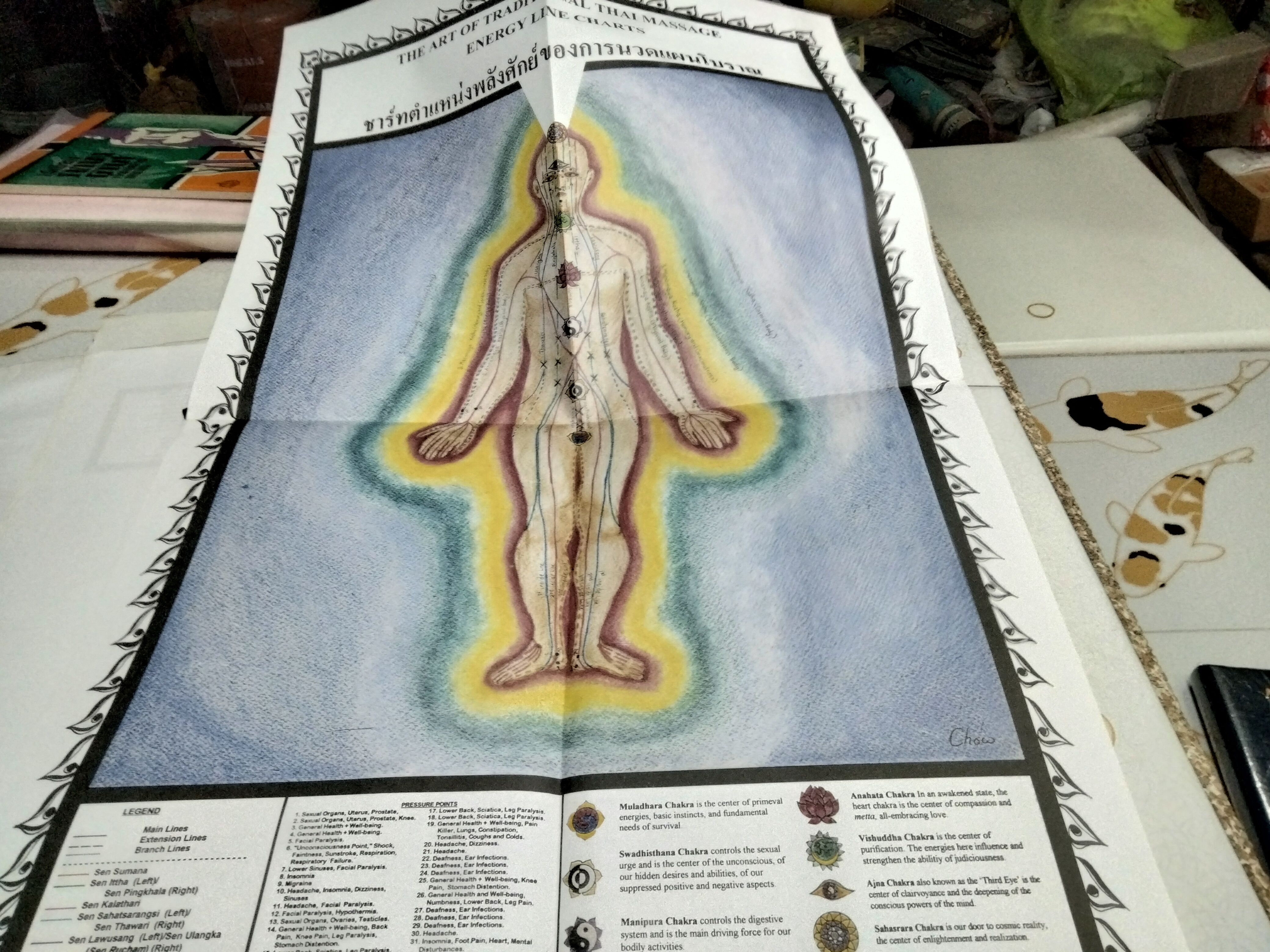 ชาร์ทตำแหน่งพลังศักย์ของการนวดแผนโบราณ The art of traditional Thai massage energy line charts - Asokananda **สินค้าหมด**