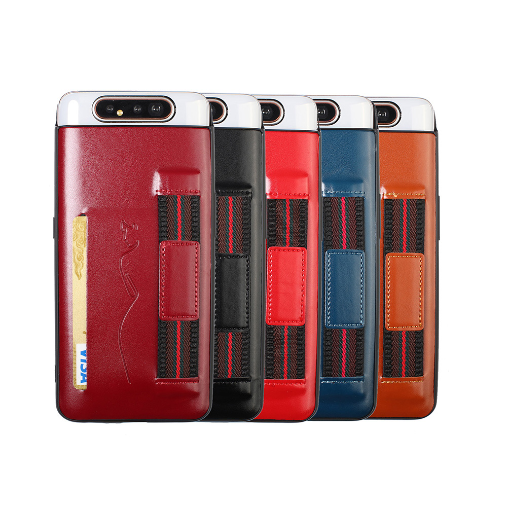 Case Samsung Galaxy A80 #เคสฝาหลังมีที่ใส่บัตรหนัง PU + TPU พร้อมสายรัดสวมนิ้ว