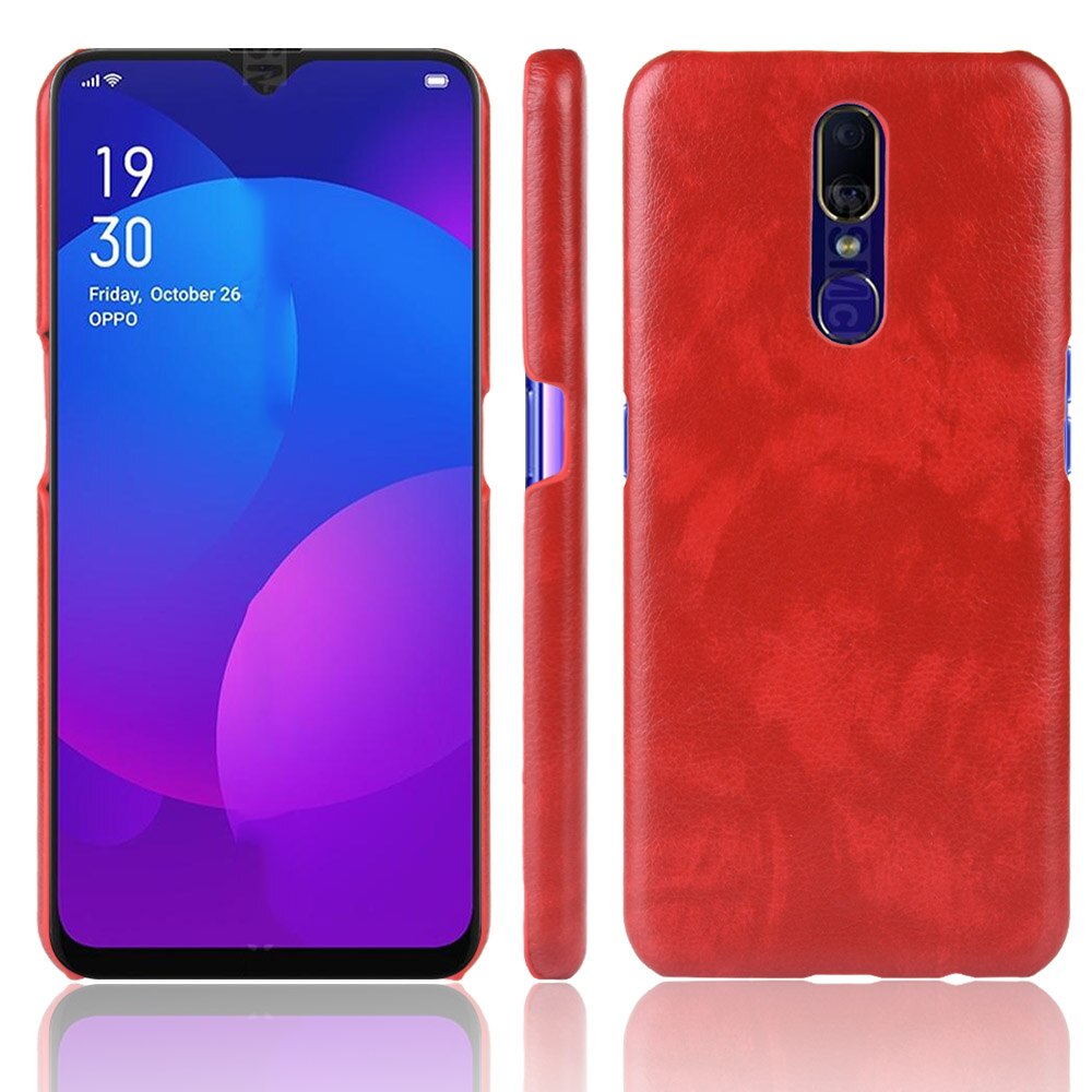 เคส OPPO F11 Pro #เคสฝาหลังพลาสติกแข็งเคลือบหนัง PU ลายผิวลิ้นจี่ Litchi Skin Leather Coated